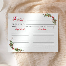 Elegant Holiday Bridal Shower Recipe Card