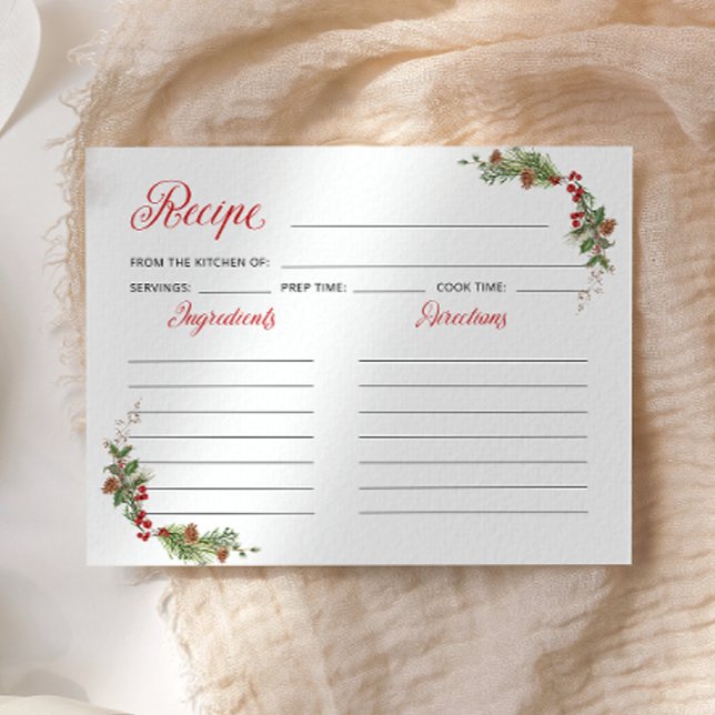 Elegant Holiday Bridal Shower Recipe Card (Criador carregado)