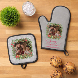 Elegant Holly Wreath Merry Christmas Photo