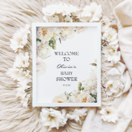 Elegant Ivory Peony Neutral Baby Poster