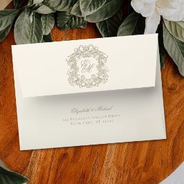 Elegant Ivory Taupe Monogram Wedding Crest