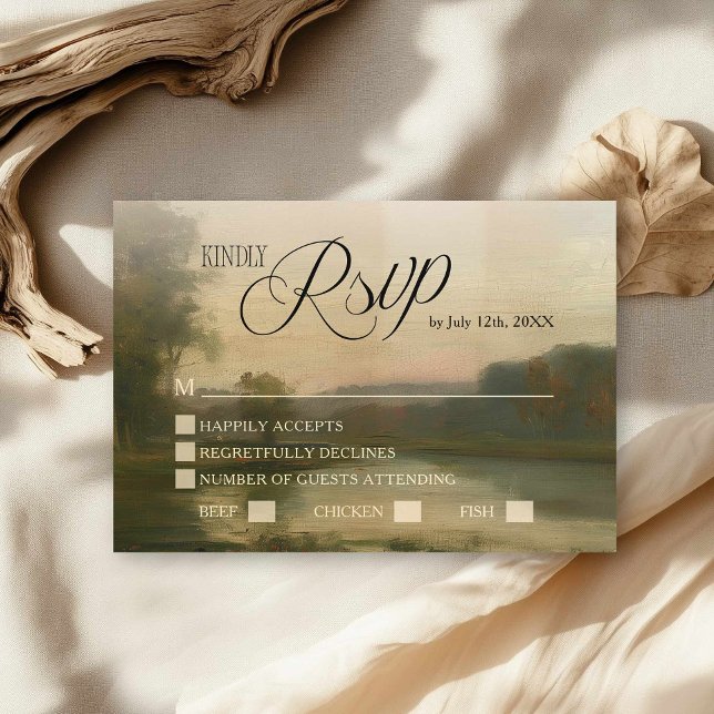 Elegant Landscape Art Wedding RSVP Card (Vintage Landscape Wedding Rsvp Card)
