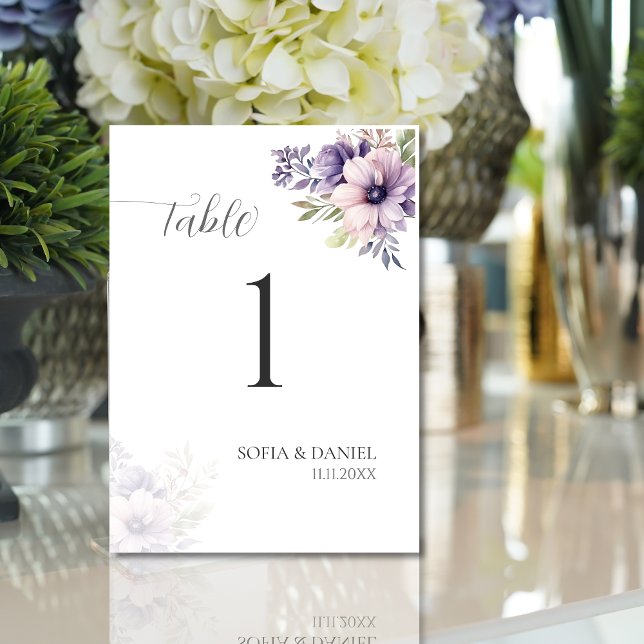 Elegant Lavender Floral Wedding Table Numbers  (Criador carregado)