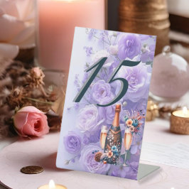 Elegant Lavender Purple Floral Wedding Table Numbe