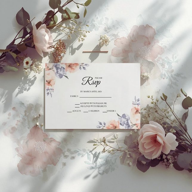 Elegant Lavender Watercolor Wedding RSVP Cards (Criador carregado)