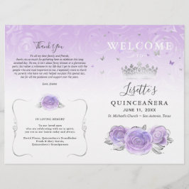 Elegant Light Purple Silver Quinceanera Program