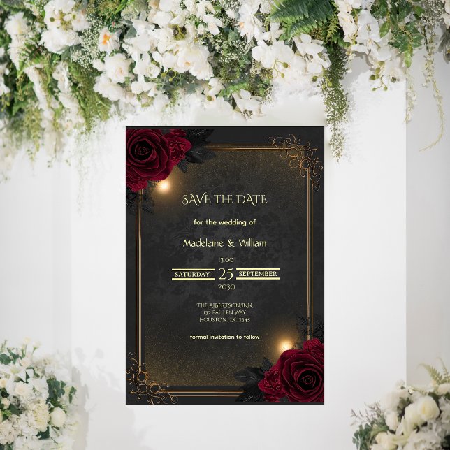 Elegant Luxury Goth Glam Wedding Save The Date (Criador carregado)