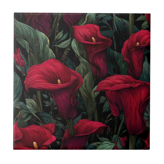 Elegant Mediterranean Calle Lilies Tiles  (Frente)