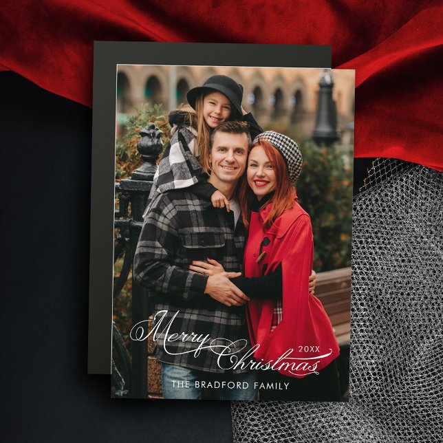 Elegant Merry Christmas Calligraphy 1-Photo (Criador carregado)