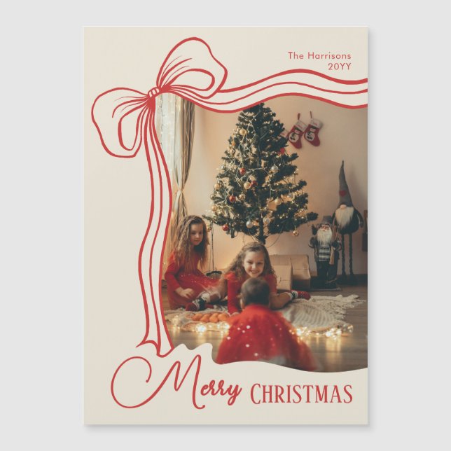 Elegant Merry Christmas Photo Magnetic Card (Frente)