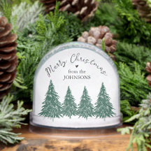 Elegant Merry Christmas Script Pine Trees