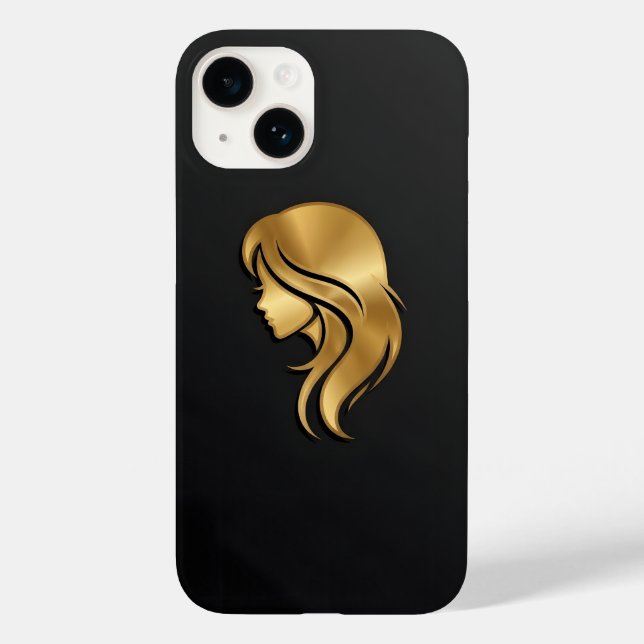 Elegant Metallic Gold Silhouette Profile Girl iPho (Verso)