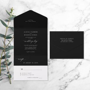 Elegant minimalist black and white dark wedding
