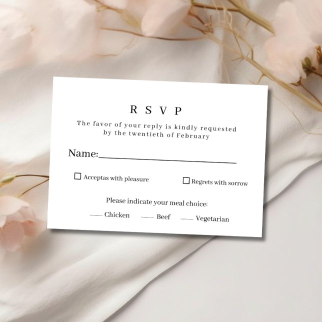 Elegant Minimalist Black and White Wedding RSVP Ca (Criador carregado)