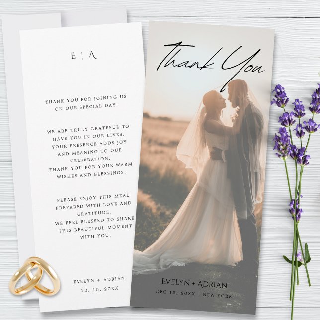 Elegant Minimalist Photo wedding Thank You Card (Criador carregado)