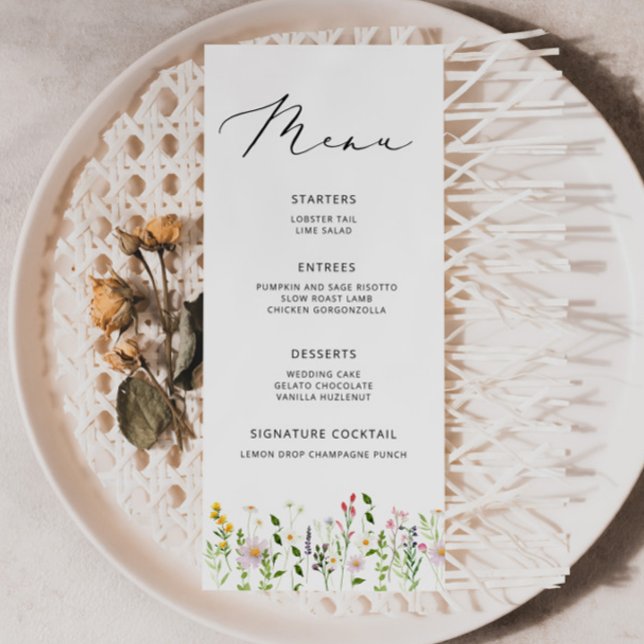 Elegant Minimalist Wildflower Wedding menu (Criador carregado)