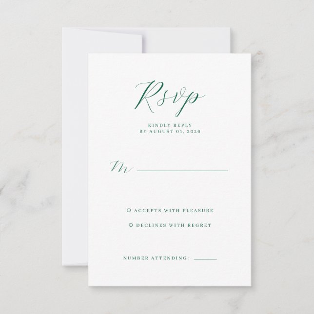 Elegant Mint RSVP Card (Frente)