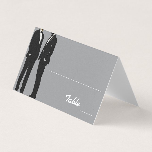Elegant Modern Gay Men Wedding Rainbow Place Cards (Frente)