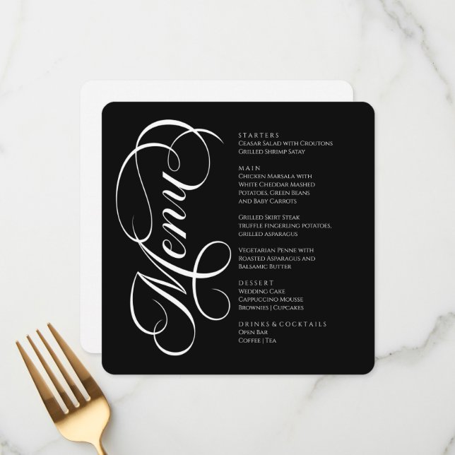 Elegant modern Menu Black and White (Frente/Verso In Situ)