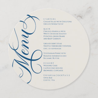 Elegant modern Menu Marfil and Blue Navy