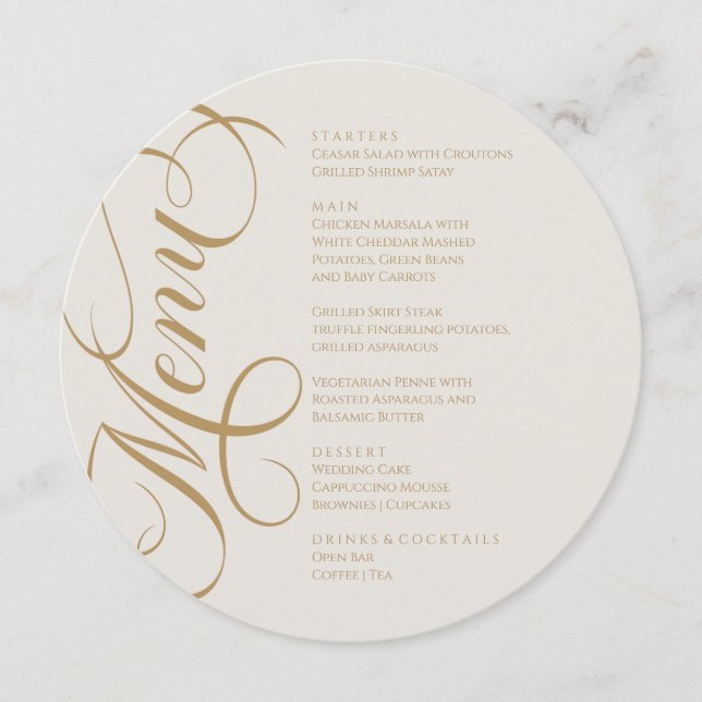 Elegant modern Menu Marfil and Gold (Frente)