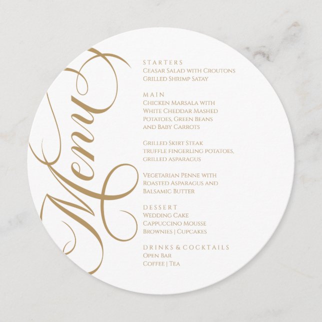 Elegant modern Menu White and Gold (Frente)