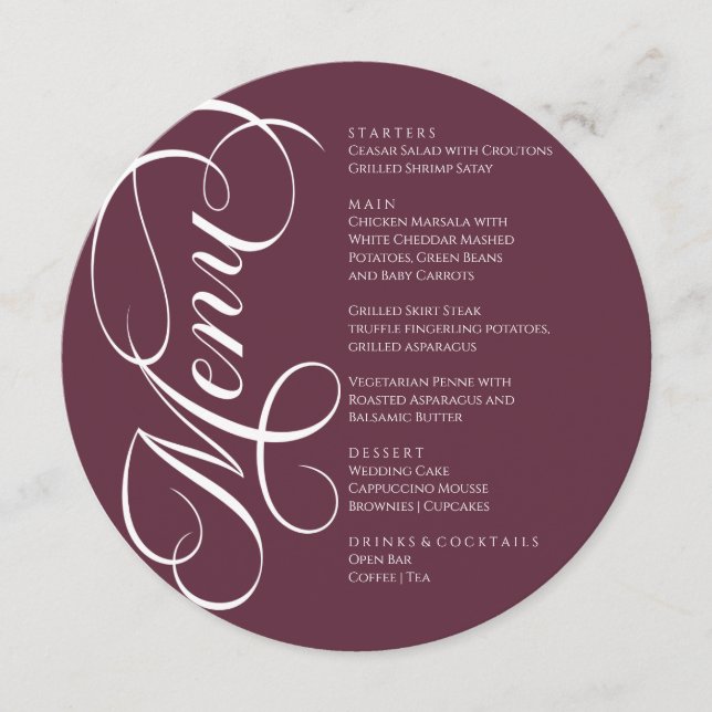 Elegant modern Menu White and Wine (Frente)