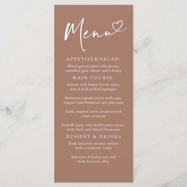 Elegant Modern Minimalist Light Brown Menu (Frente)