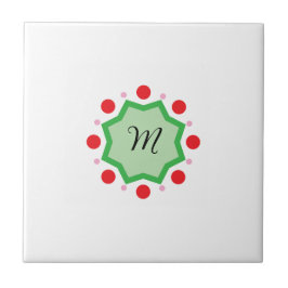Elegant Monogram Letter M – Green Emblem with Red 