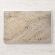 Elegant monogram marble stone Laptop skin