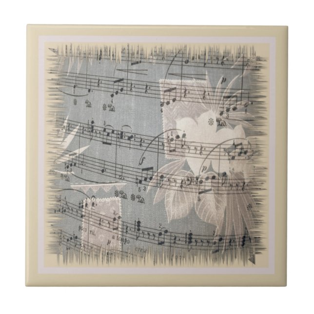 Elegant Music Notes In Blue And Beige (Frente)