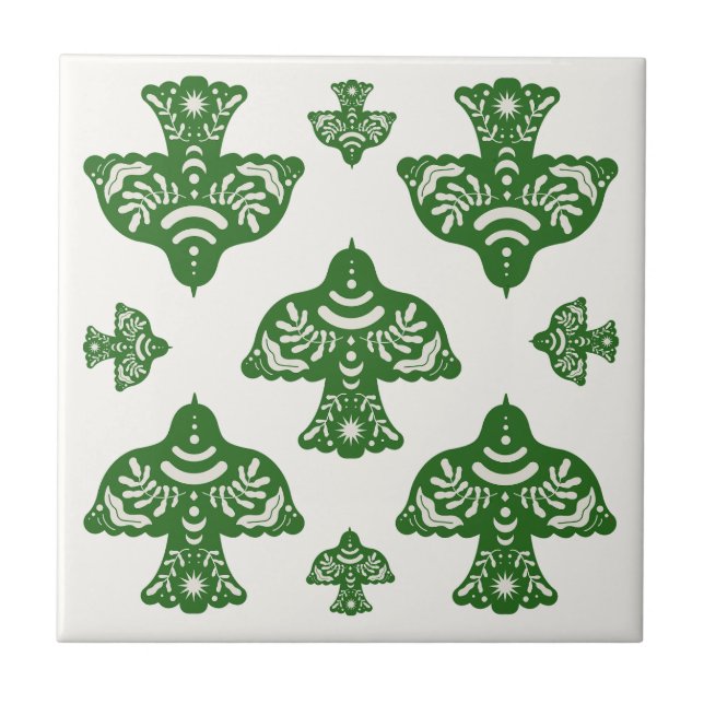 Elegant natural greenery folk art birds Italian (Frente)