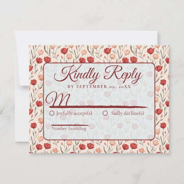 Elegant Nature Tulip Flower Wedding Rsvp Card (Frente)