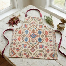 Elegant Navajo Kilim Coral Sky Blue Floral Cream