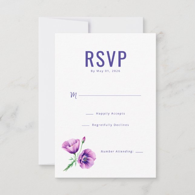 Elegant Navy Floral RSVP (Frente)