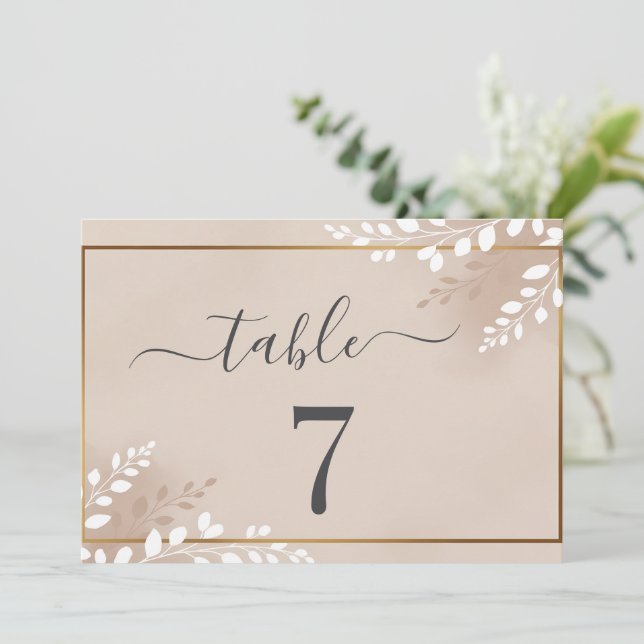 Elegant Neutral Magnolia Wedding Table Number (Em pé/Frente)