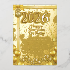 Elegant New Year Eve Party Invitation Foil Card