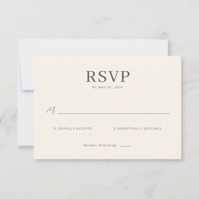 Elegant Off-White RSVP Card (Frente)