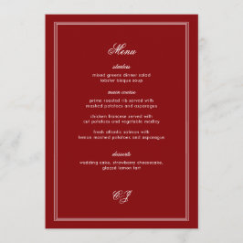 Elegant Old Money Burgundy Wedding Menu