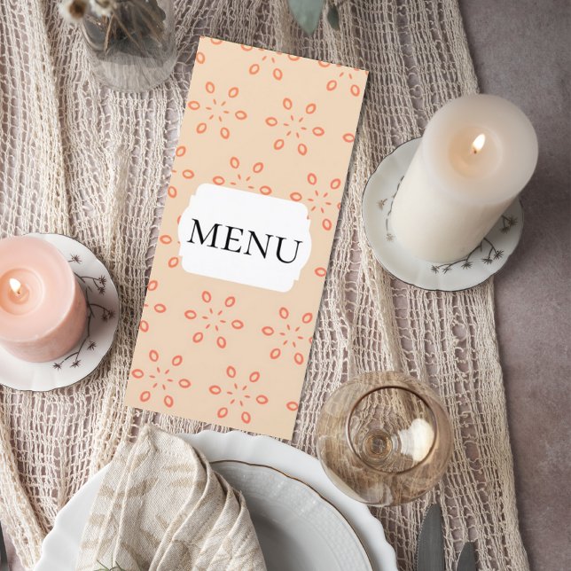 Elegant Orange Floral Wedding Menu Card (Criador carregado)