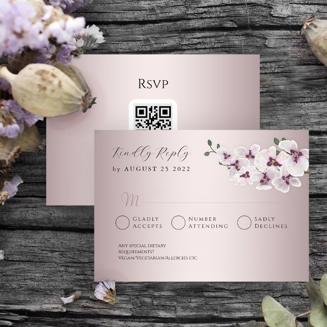 Elegant Orchid Wedding RSVP Card (Criador carregado)