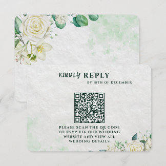 Elegant Organic Modern Wedding RSVP Card 