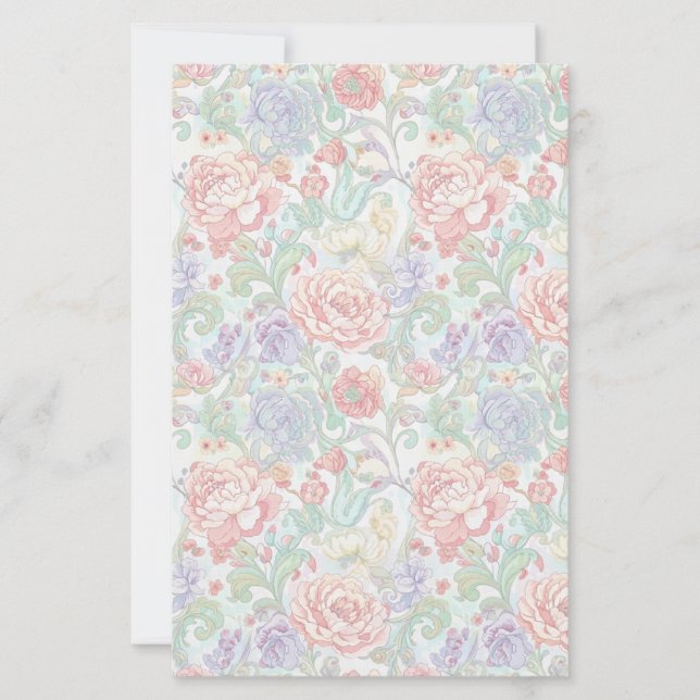 Elegant Pastel Floral Two-Sided Scrapbook Paper (Frente)