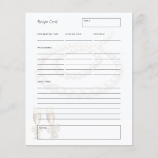 Elegant Pearls Prosecco Bridal Shower Recipe card