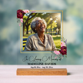 Elegant Peonies Gold Frame Photo Funeral 