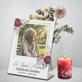 Elegant Peonies Gold Frame Photo Funeral