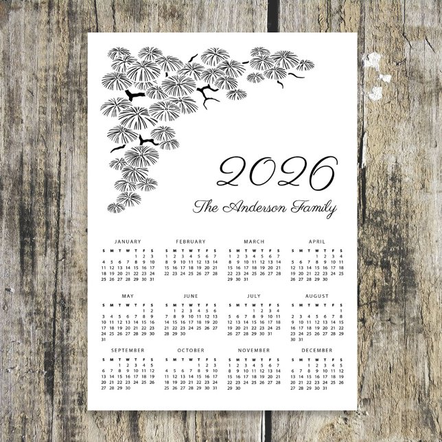 Elegant Pine Branch Botanical Calendar 2026 (Criador carregado)