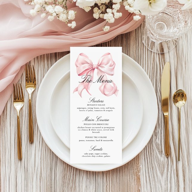 Elegant Pink Bow Shower Menu (Criador carregado)