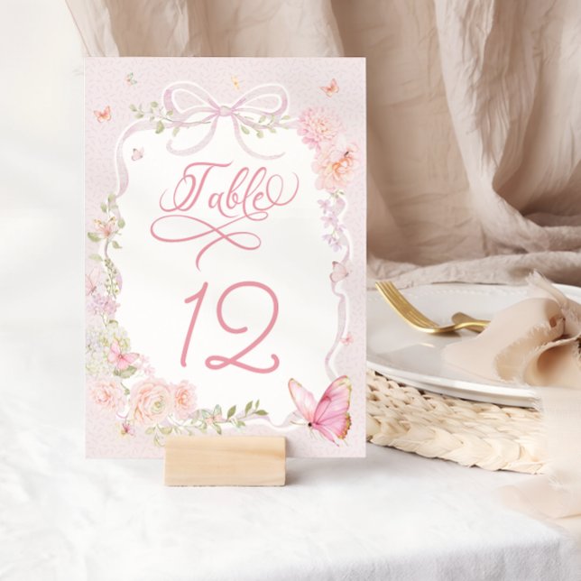 Elegant Pink Butterfly Table Number (Criador carregado)