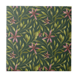 Elegant Pink Flower Pattern on Dark Background